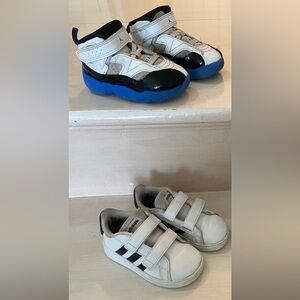 Nike Jordan Two Trey Blue White Black & Adidas White Black Toddler 7C Sneakers